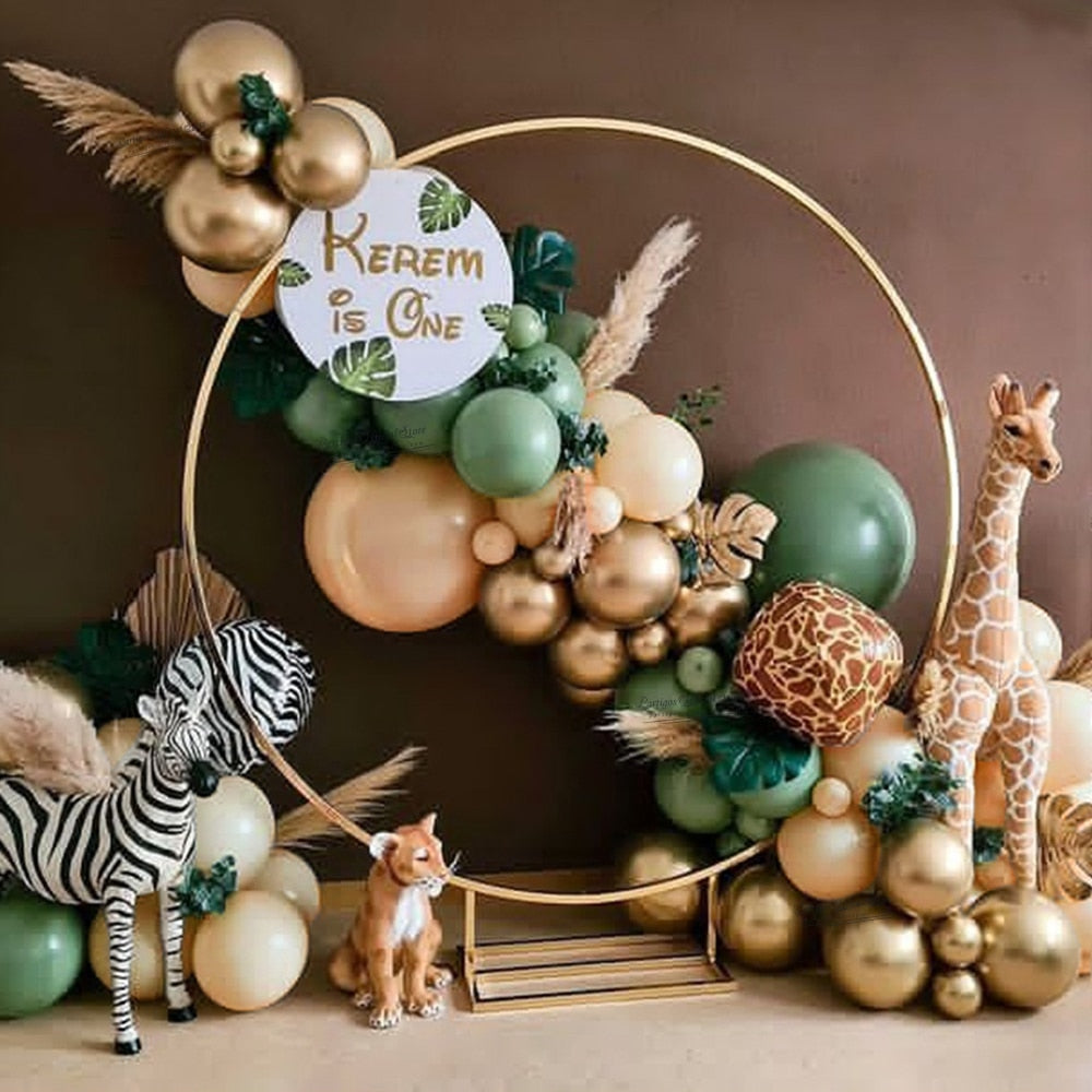 Pcs Bean Green Balloon Garland Kit Arch Chain Jungle Animal Safari Theme Party Supplies Wild One Birthday Decors Inflatable Decorations