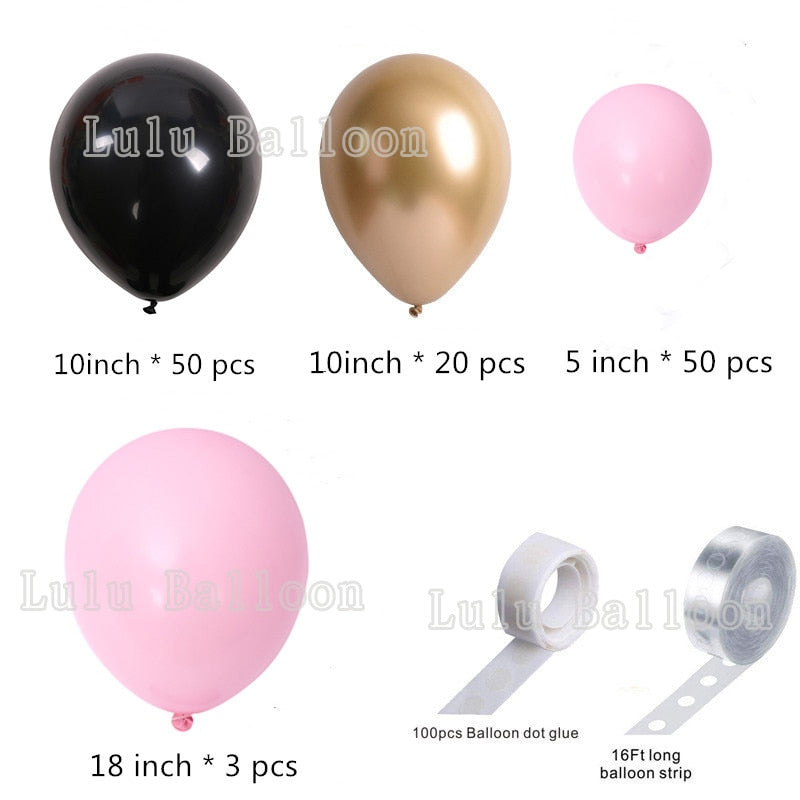 pcs Black Pink Balloon Garland Kit Backdrop Birthday Baby Bridal Shower Party Decorations Inflatable