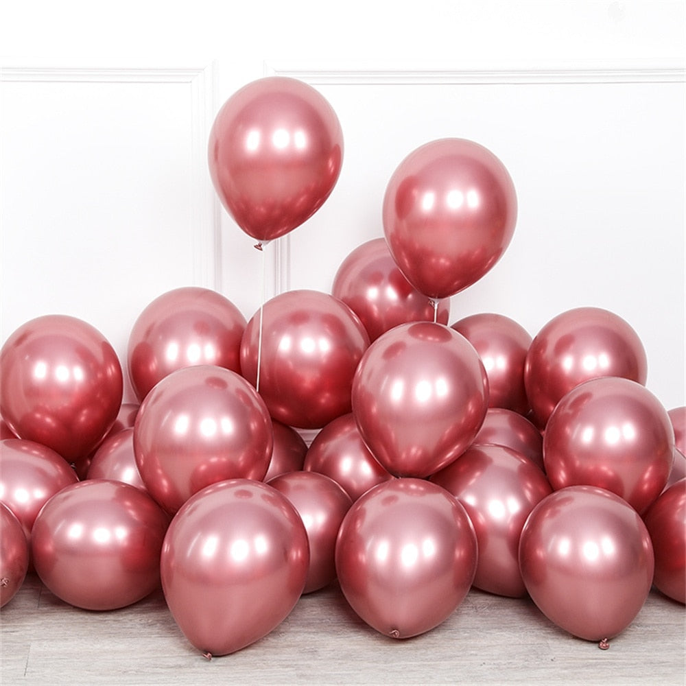 Pcs Inch Rose Gold Champagne Chrome Balloons Metal Globos Birthday Party Wedding Decorations Baby Shower 