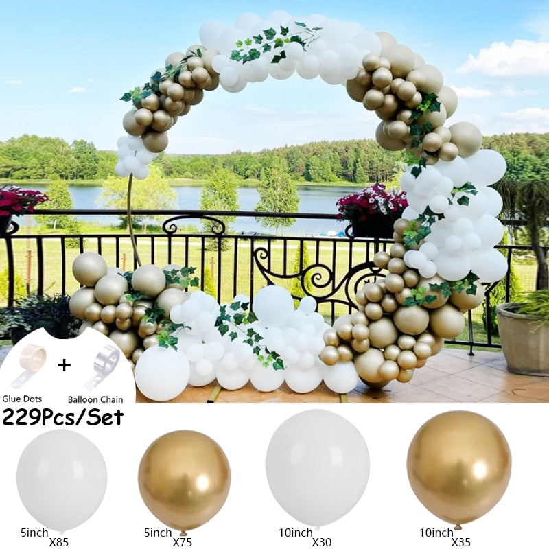 Macaron Latex Balloons Arch Set Golden White Balloon Garland Wedding Birthday Party Decoration Baby Baptism Shower Inflatable Decorations