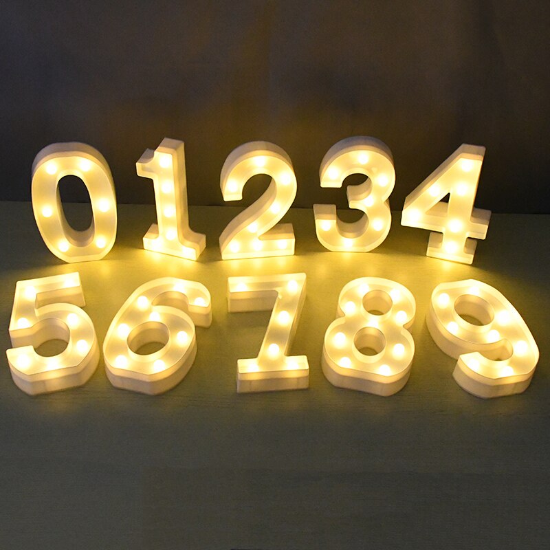 DIY LED Letter Numbers Night Light Wall Hanging Decoration Wedding Birthday Party Alphabet Digit Symbol Sign without Battery 