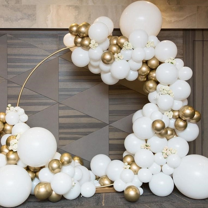 pcs/Set Matte white Gold Metallic balloons garland arch kit baby Shower wedding birthday party Chrome Balloon Decoration kids Inflatable Party Decorations