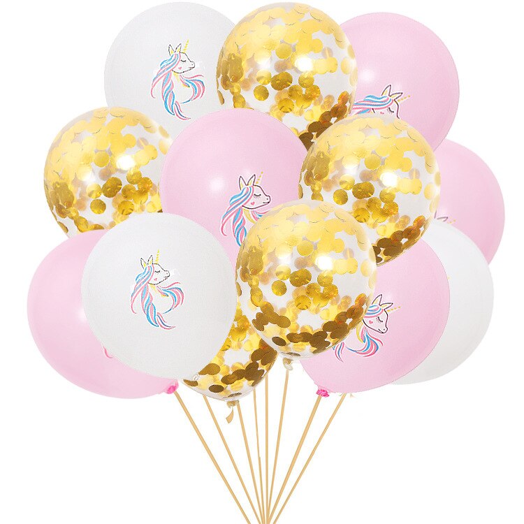 pcs Pink White Unicorn Latex Balloon Set Rose Gold /gold Confetti Balloons Girl Birthday Baby Shower Party Decoration 