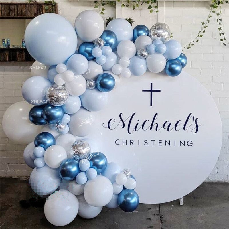 pcs Pastel Macaron Blue White Balloon Garland Arch Kit Metallic Balloons Wedding Birthday Baby Shower Party Decoration Inflatable Decorations