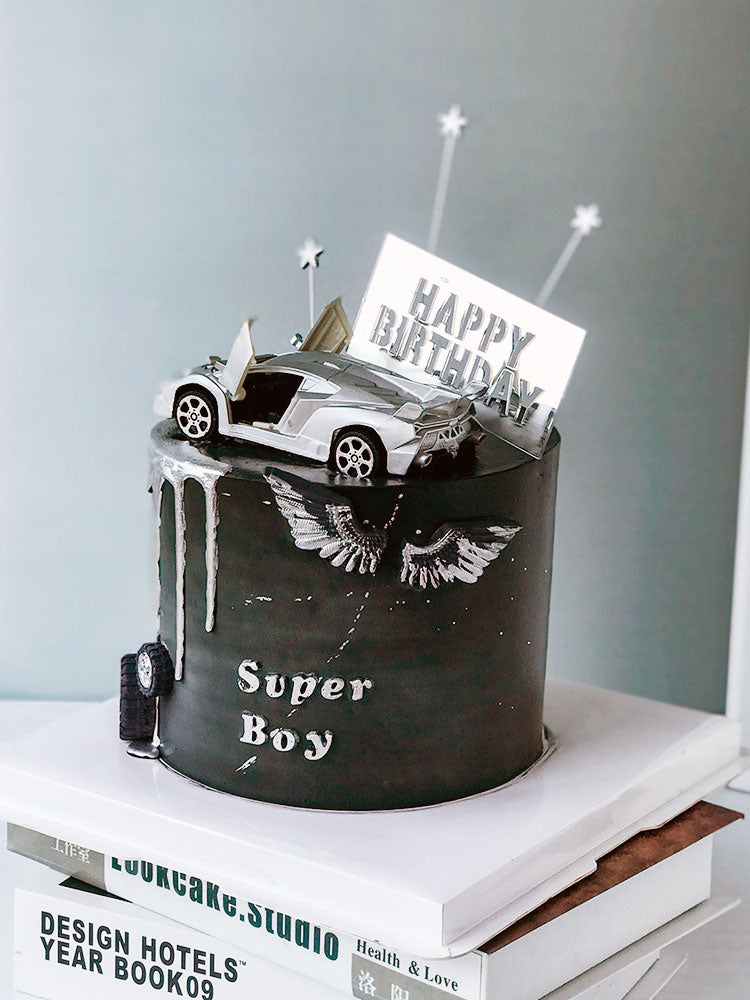 Sports Car Cake Topper for Birthday Party Decor Alloy Locomotive Baby Shower Love Gifts Boy Kid Wedding Baking Supplies PartyDecorHQ