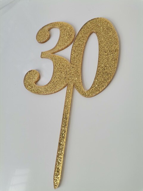 Gold Number Happy Birthday Cake Topper Cupcake Wedding Party Decoration 