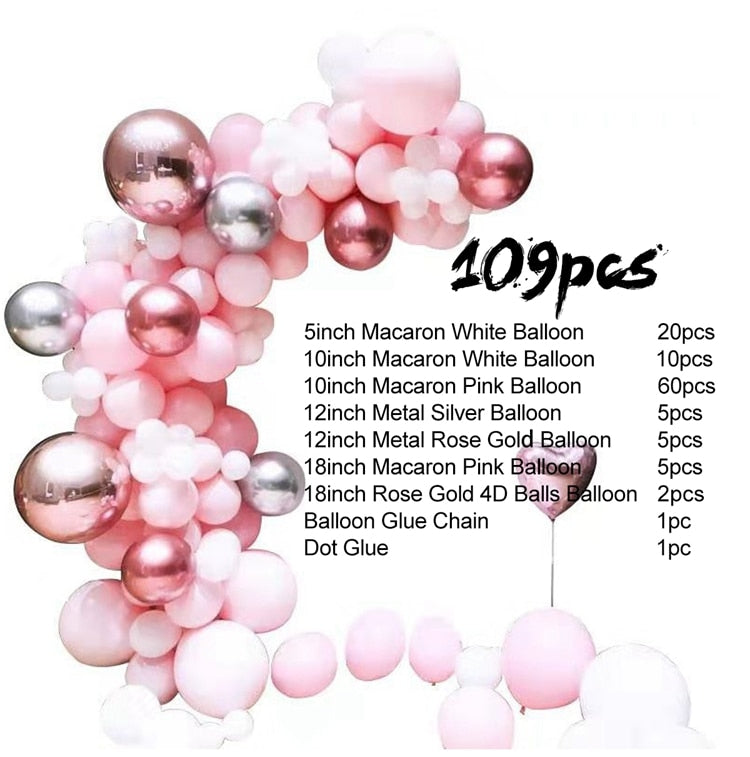 Macaron Pink Balloon Garland Arch Kit Wedding Birthday Party Decoration Kids Globos Gold Confetti Latex Ballon Baby Shower Girl Inflatable Decorations