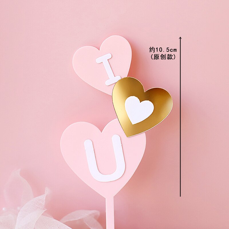 Valentine's Day Wedding Party Bear Red Bow Heart Cake Topper Decorations Love Pink Pearl Card Luminous Decor Doll Gifts 