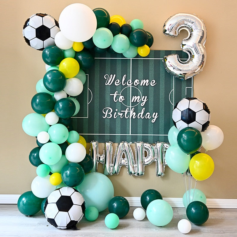 pcs Football Balloon Garland Arch Kit Dark Green Latex Balloons Soccer Theme party Globos Birthday Party Decorations Ballon Inflatable