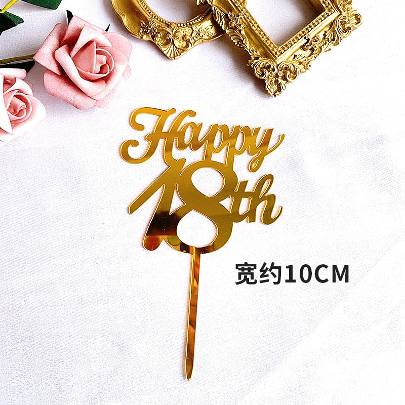 INS Black "Hello 16 18 21 30 40 "Hand Writing Happy Birthday Cake Topper for Anniversary Birthday Party Decorations Lovely Gift PartyDecorHQ