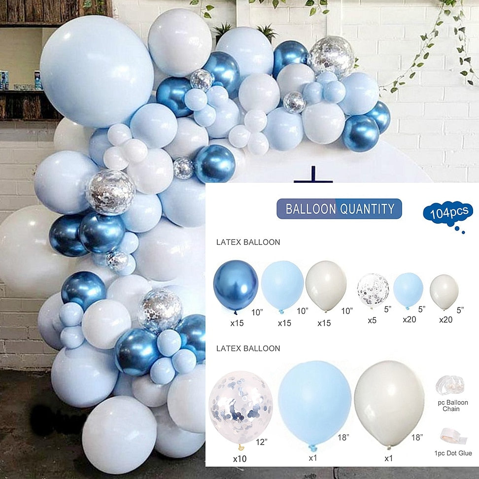 Blue Macaron Balloon Garland Arch Kit Birthday Party Decor Foil Latex Ballon Wedding Baby Shower Kids Baloon Inflatable Decorations