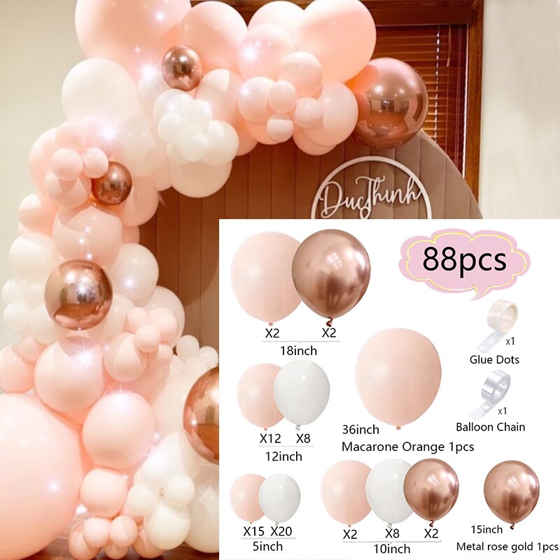 Macaron Balloons Arch Set White Orange Rose Gold Balloon Garland Wedding Baby Baptism Shower Birthday Party Decoration Inflatable Decorations