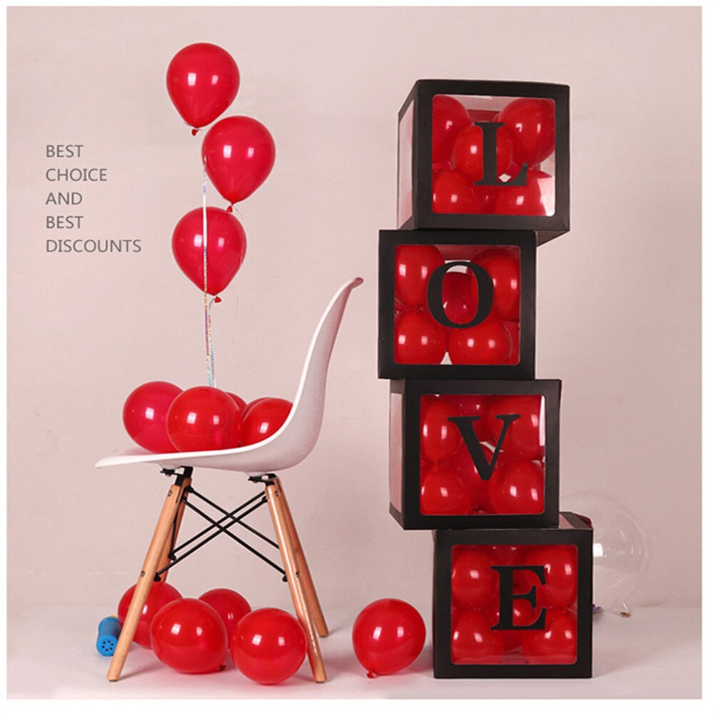 pcs/Set Alphabet Transparent packing Box Latex Balloon Baby Love Wedding Birthday Party Decor Shower 