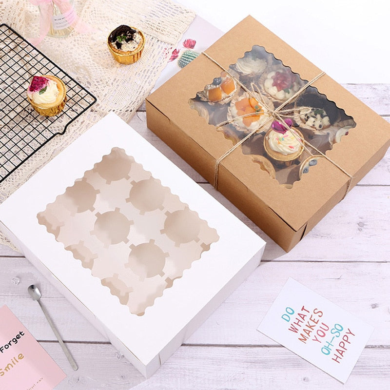 Pcs Cupcake Packing Box Transparent Window Muffin Cup Cakes Package Boxes Wedding Birthday Baby Shower Party Supplies 