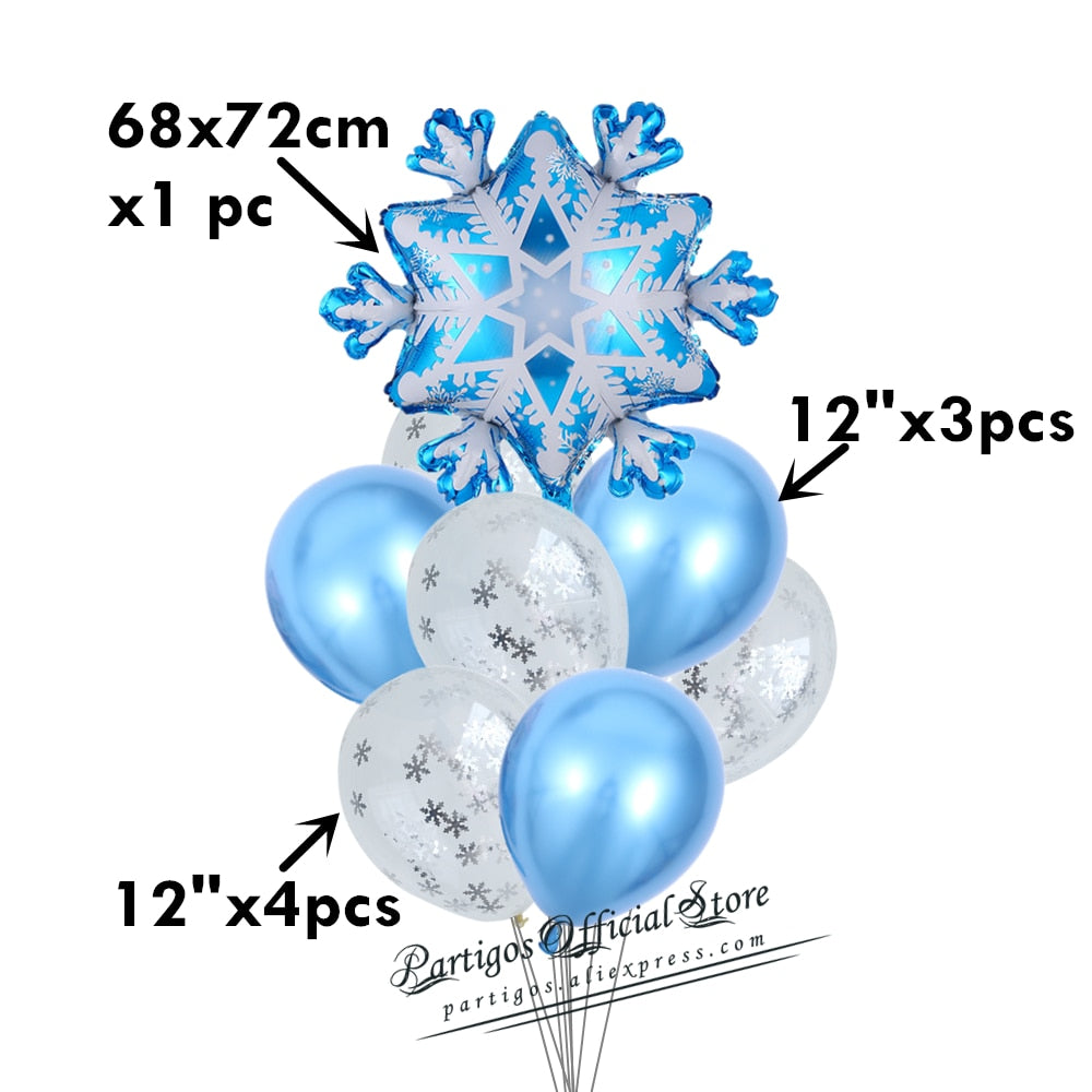 set Mix Snowflake Foil Balloons inch Ice blue number ballons Winter ice snow Party Birthday party Decoration Elsa Ballon 