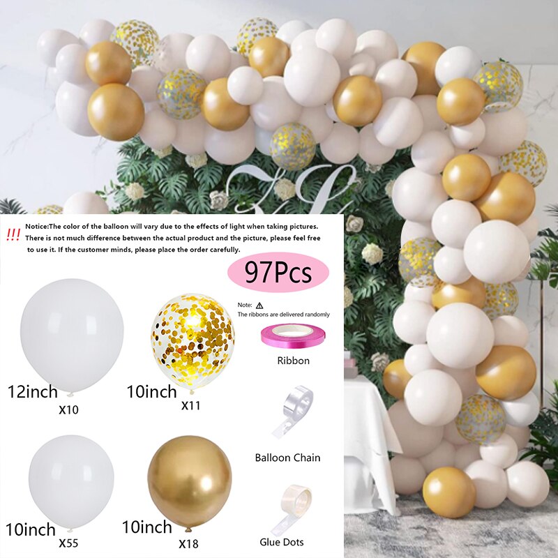 Balloons Arch Set White Gold Balloon Garland Birthday Party Kit Wedding Baby Baptism Shower Decoration Inflatable Decorations