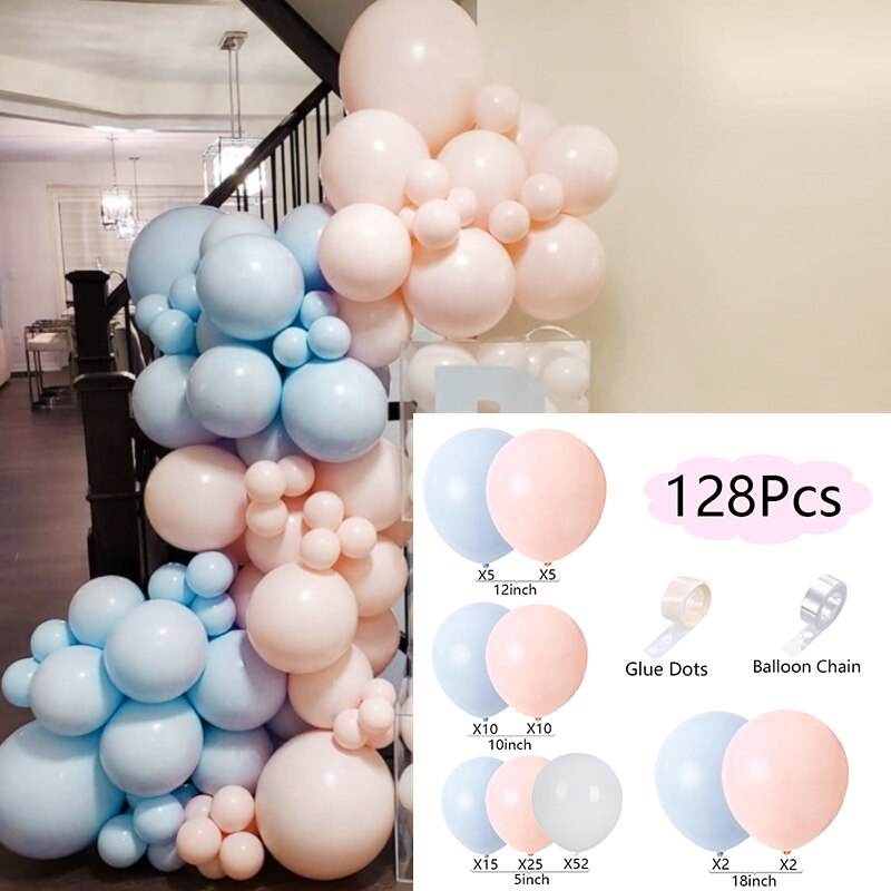 Balloons Arch Set Blue White Pink Balloon Garland Birthday Party Kit Baby Baptism Shower Wedding Decoration Inflatable Decorations