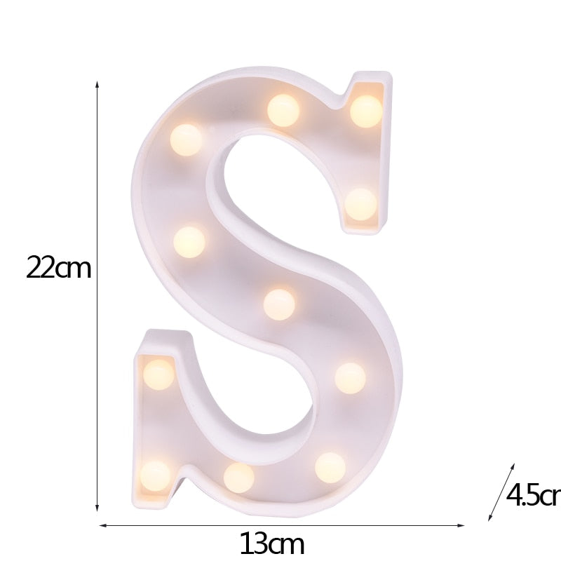 DIY LED Letter Numbers Night Light Wall Hanging Decoration Wedding Birthday Party Alphabet Digit Symbol Sign without Battery 