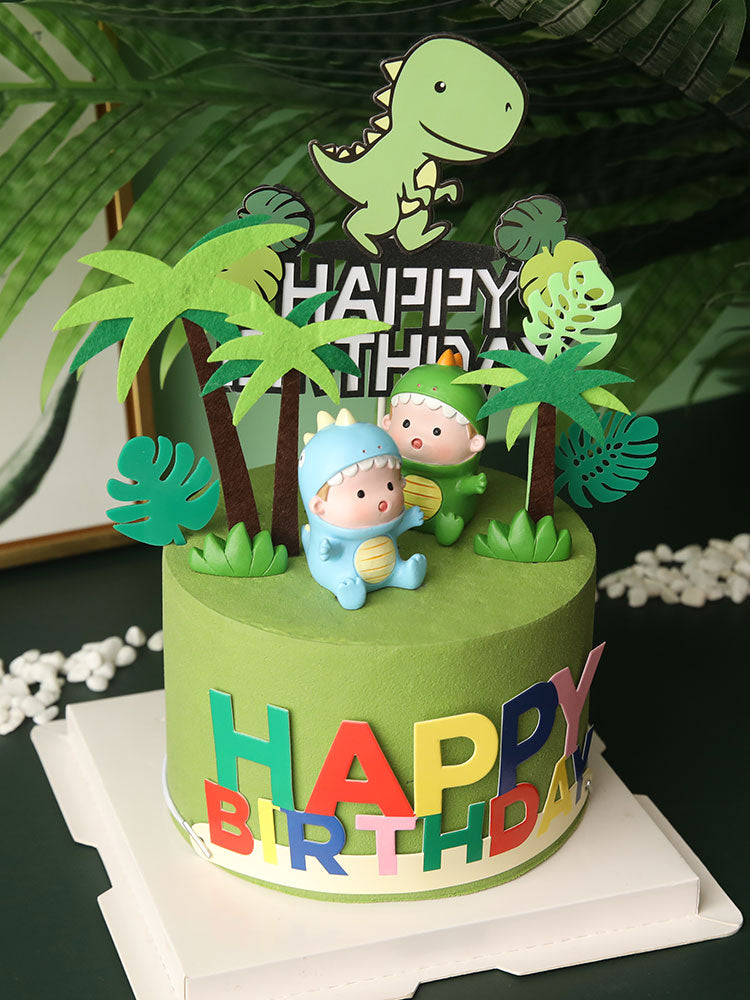 Lovely Dinosaur Baby Cake Topper Resin Dino Forest Styles Kid Boy Birthday Shower Party Decoration Cakes Dessert Flag 