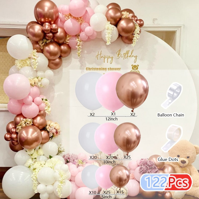 Balloons Arch Set Pink White Green Baloon Garland Baby Baptism Shower Balloon Kit Birthday Party Wedding Decoration 