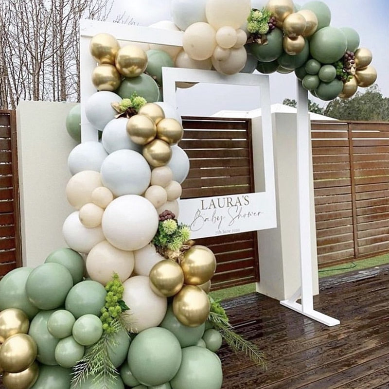 pcs Balloon Garland Arch Kit Avocado Green Chrome Balloons Globos Happy Birthday Party Decorations Wedding Baby Shower Inflatable