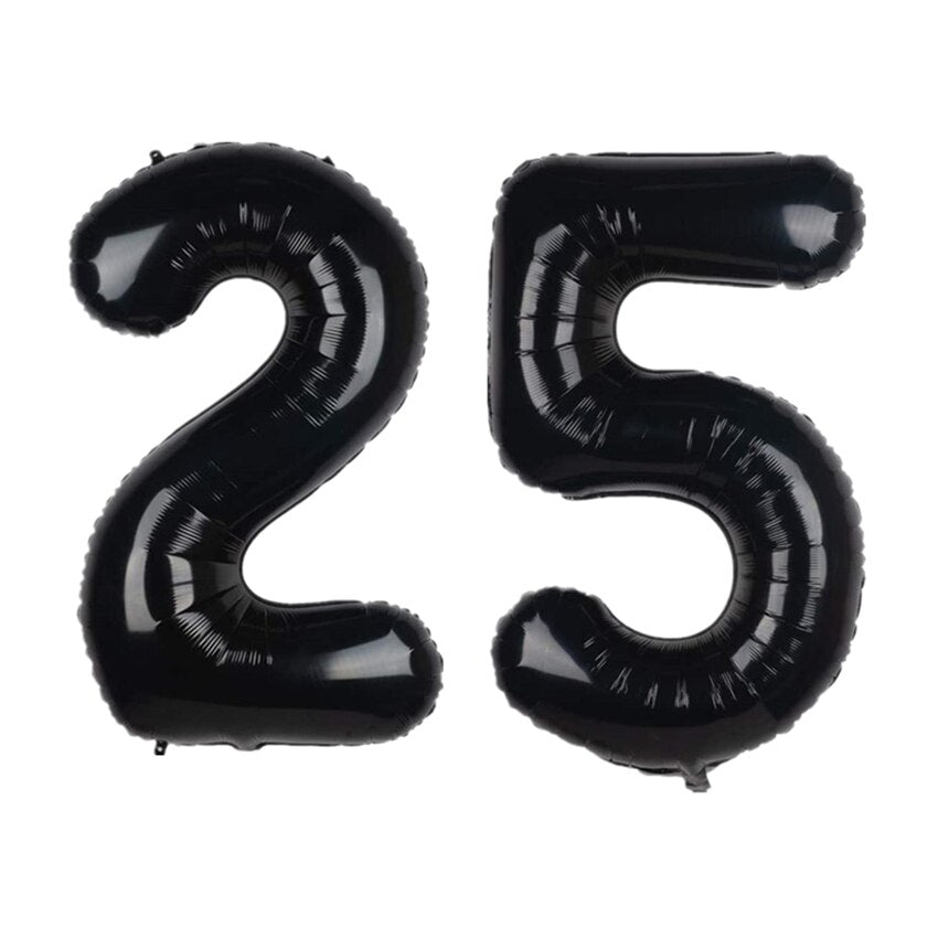 pcs inch Black Number Balloons Digit Foil Balloon Kids Adult Birthday Party Decorations Globos Anniversary Balaos 