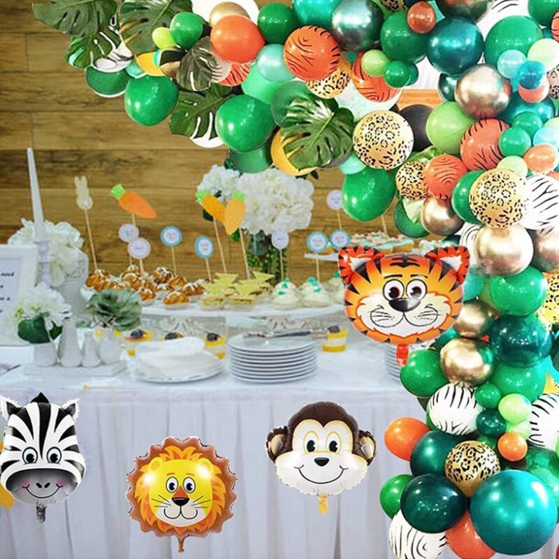 Jungle Theme Birthday Decoration Balloon Garland Arched Kit Animal Foil Palm Leaves Kids Baby Shower Party Supplies Inflatable Decorations