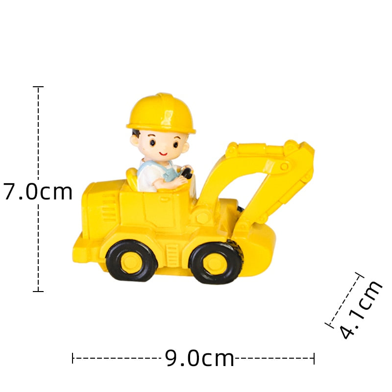 Engineering vehicle Boy Cake Topper Dulldozer Excavator Hanging tower Street sign Flags Kids Birthday Party Baby Shower Decor PartyDecorHQ