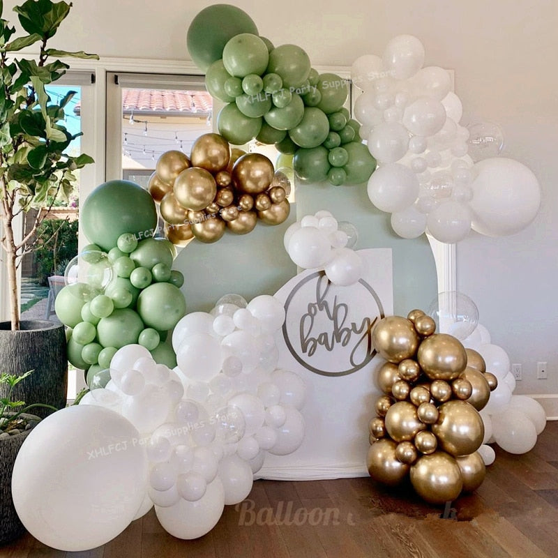 156Pcs Avocado Green Balloons Garland Arch Kit Retro Green Chorme Gold Latex Globos Birthday Valentine Wedding Party Decors 2021 PartyDecorHQ