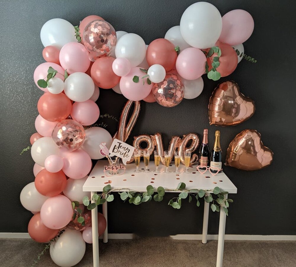 Rose Gold Balloon Arch Garland Kit Clear Premium Latex Balloons Wedding Bridal Baby Shower Birthday Bachelorett Party Decor Inflatable Decorations