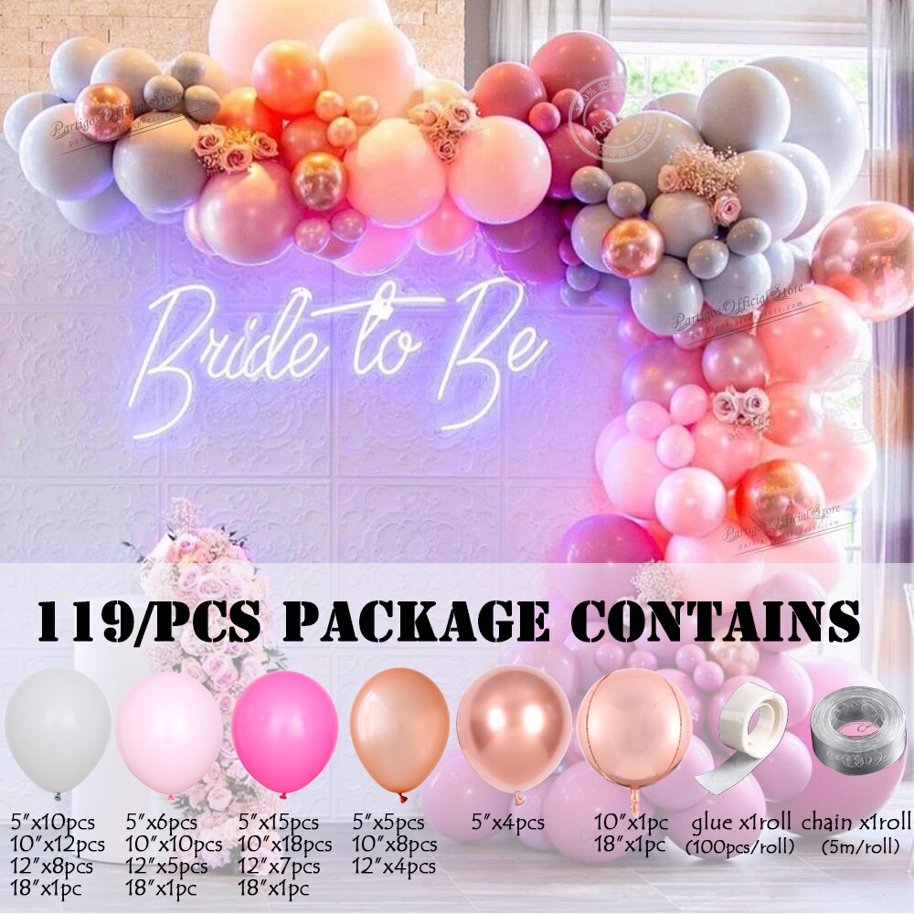 Pcs Pastel Pink Rose Red Latex Balloons Garland Kit Set Wedding Decorations Globos Chain Birthday Engagement Bridal decors Inflatable Party