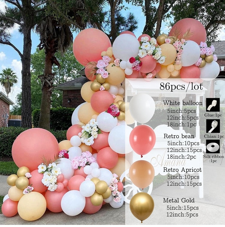 Macaron Pink Balloon Garland Arch Kit Wedding Birthday Party Decoration Kids Globos Rose Gold Confetti Latex Ballon Baby Shower Inflatable Decorations