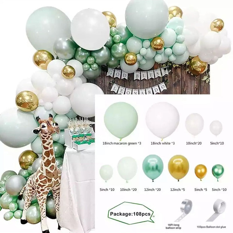 Macaron Balloons Green Gold Metal Balloon Garland Arch Wedding Birthday Decoration Party Kids Baby Shower Inflatable Decorations