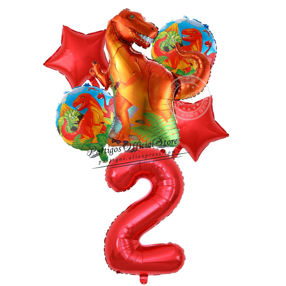 set Dinosaur Foil Balloons inch foil Number Globos Party Jungle Jurassic dragon boys Birthday Decors 