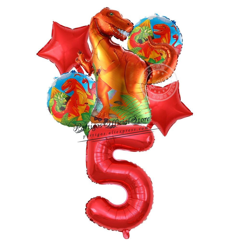 set Dinosaur Foil Balloons inch foil Number Globos Party Jungle Jurassic dragon boys Birthday Decors 