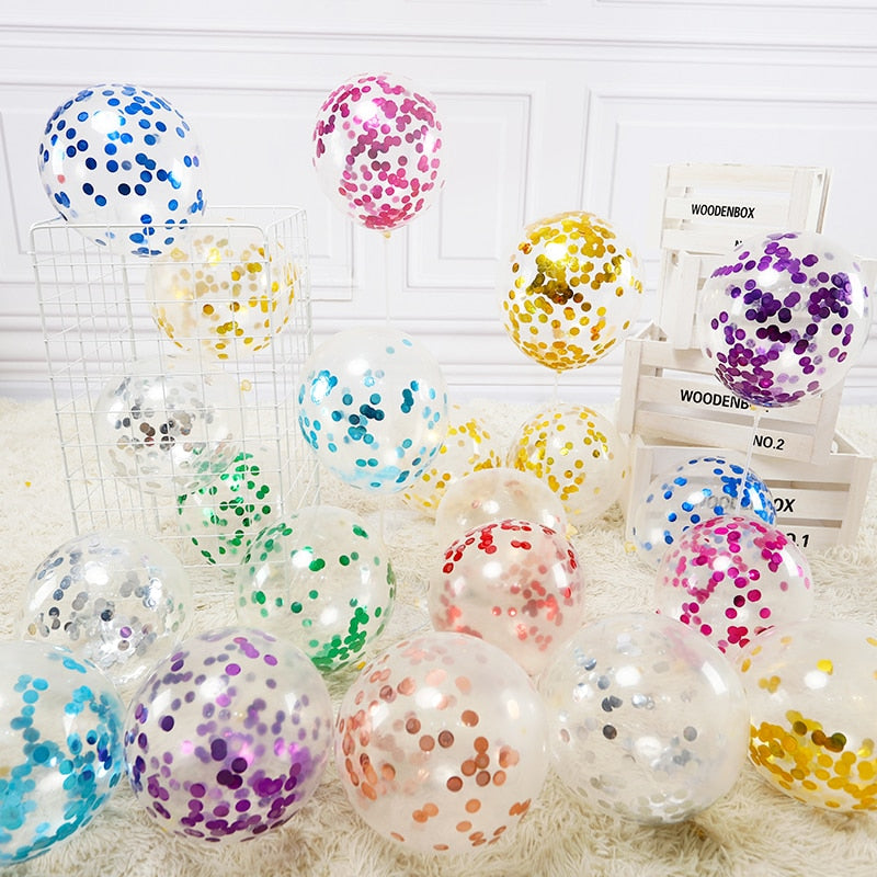 pcs Transparent Gold Star Round Confetti Latex Balloons Baby Shower Birthday Party Valentine's Day Wedding Decoration Globos 