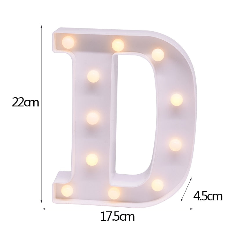 DIY LED Letter Numbers Night Light Wall Hanging Decoration Wedding Birthday Party Alphabet Digit Symbol Sign without Battery 