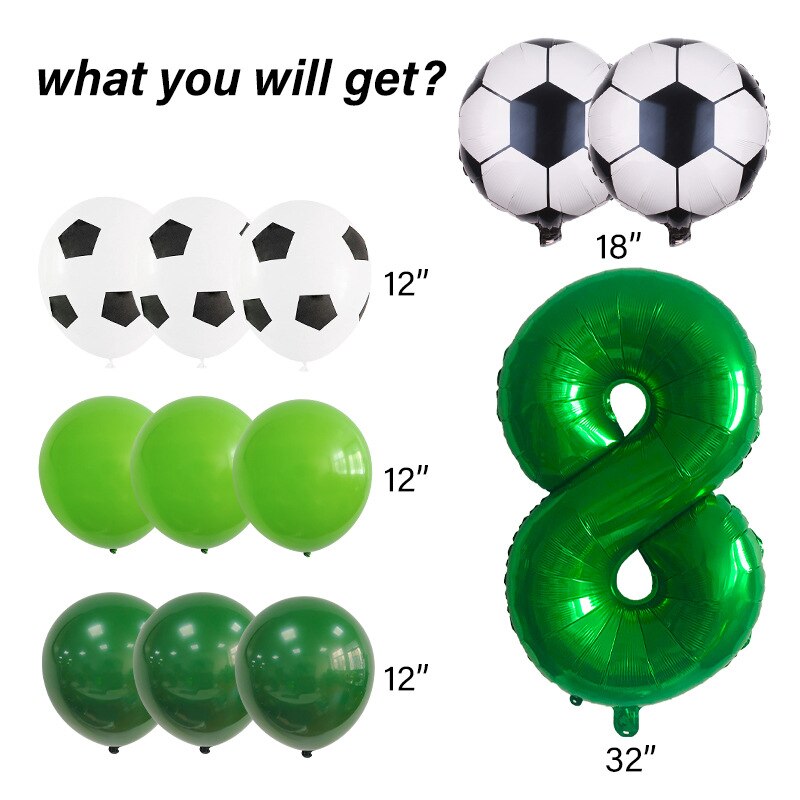 Lvyin Football Series Latex Balloon Set Number Foil Boy st nd rd Birthday Party Decoration 