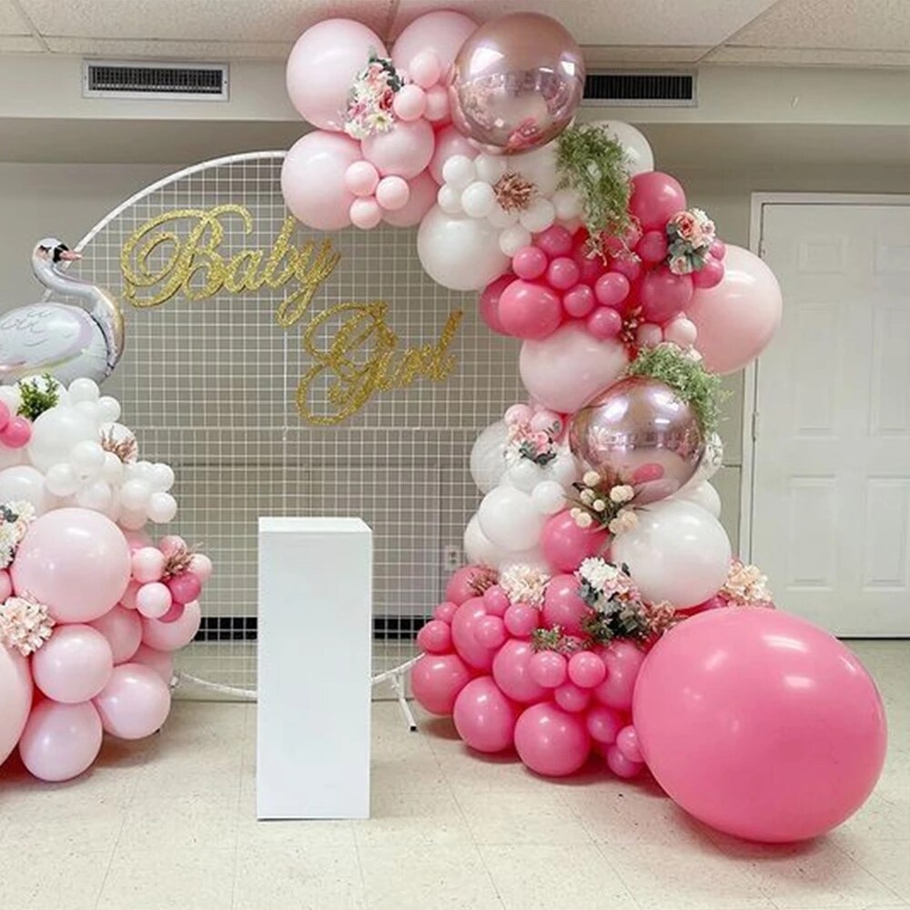 Swan Balloon Garland Arch Kits Pink Rose Latex Balloons White Helium Ballon Wedding Birthday Party Decor Backdrop Globos Inflatable Decorations