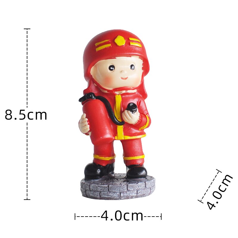 Cartoon Boy Fire truck Doll Ornaments Cake Topper Children's Birthday Party Extinguishing Hero Decoration Cakes Baking 