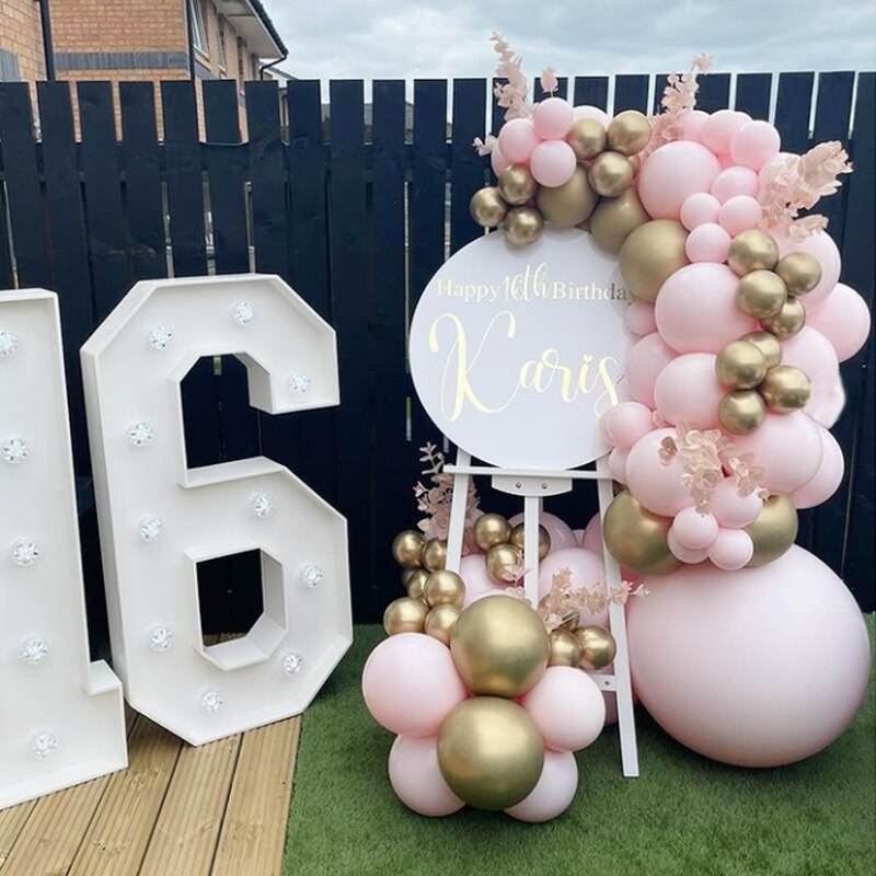 Macaron Balloons Arch Set Pink Golden Balloon Garland Wedding Baby Baptism Shower Birthday Theme Party Decoration Inflatable Decorations