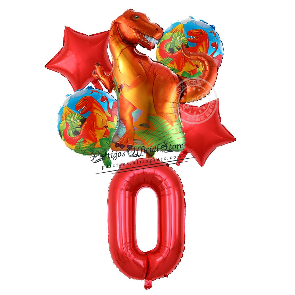 set Dinosaur Foil Balloons inch foil Number Globos Party Jungle Jurassic dragon boys Birthday Decors 