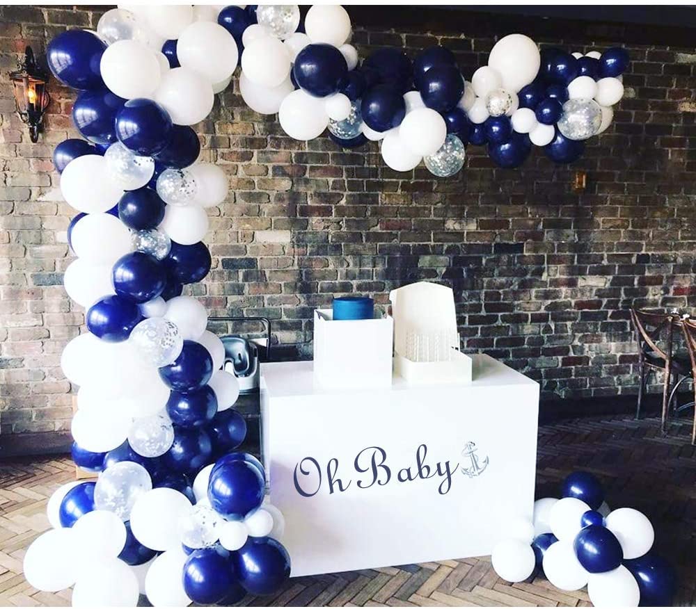 Balloon Garland Arch kit pcs ft Long Navy Blue White Silver Confetti Balloons Baby ShowerWedding Birthday Party Decoration Inflatable Decorations