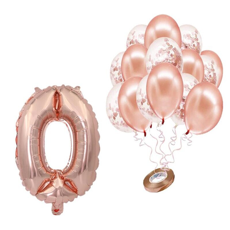 pcs/lot Rose Gold Number Foil Balloons Happy Birthday Baby Shower Kids st Party Decorations Balloon 