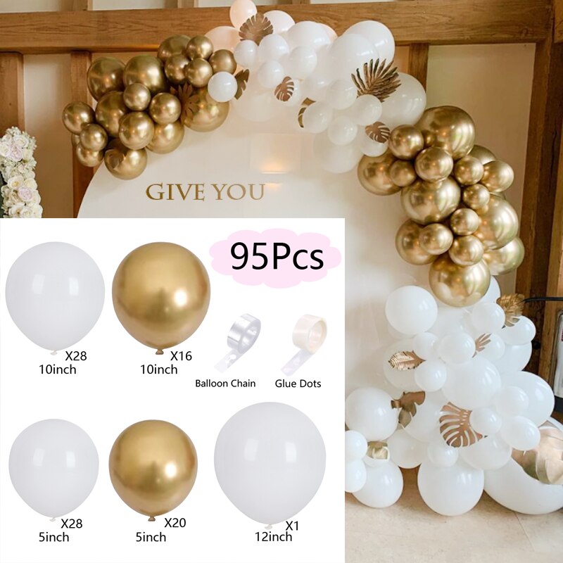 Balloons Arch Set White Gold Balloon Garland Birthday Kit Baby Baptism Shower Wedding Party Decoration Inflatable Decorations