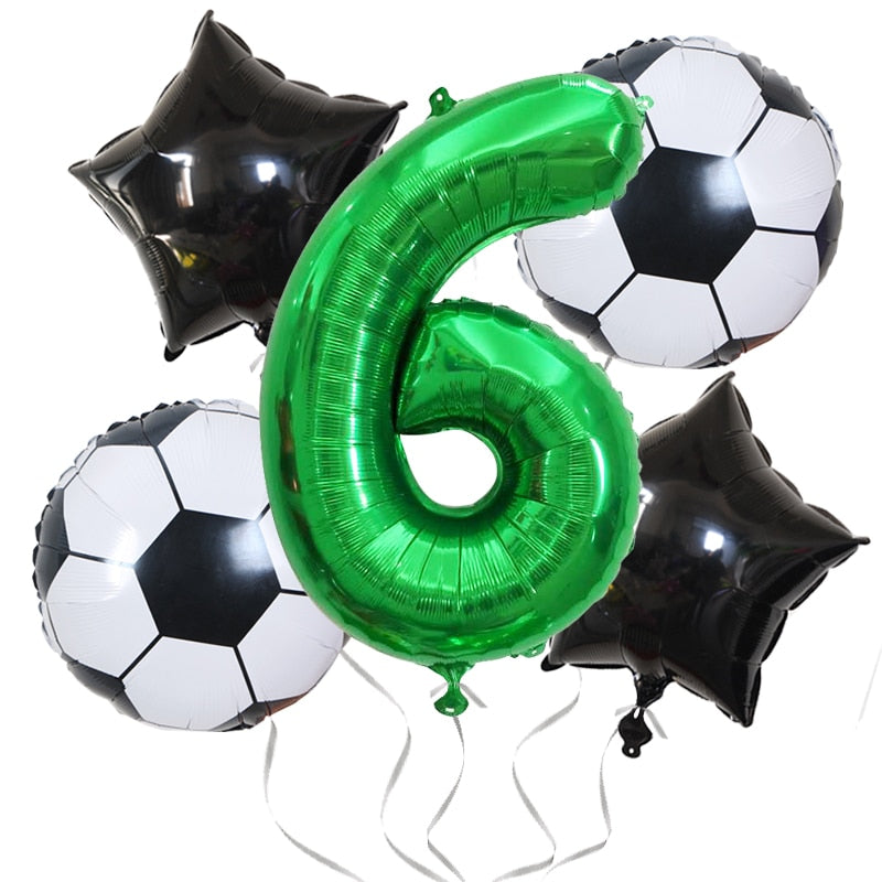 Football Balloons Birthday Party Decorations Foil Globos Kids Boy Cup Number Balloon Ball Soccer Sports Supplies 