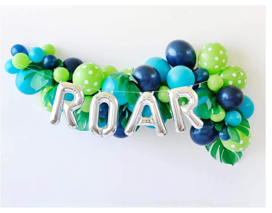 Dinosaur Birthday Party Decoration Green Latex Balloon Banner Cake Topper Tassel Boy Jungle Theme Supplies 