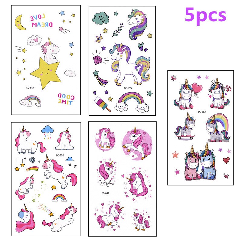 Children Cute Cartoon Animal unicornTemporary Tattoo Stickers Baby Shower Kids Body Makeup Sticker Tattoos 