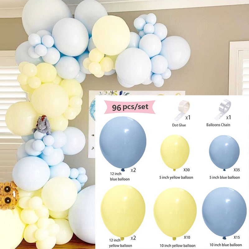 Macaron Balloons Arch Set Yellow Blue Balloon Garland Baby Baptism Shower Adult Child Birthday Theme Party Decoration Inflatable Decorations