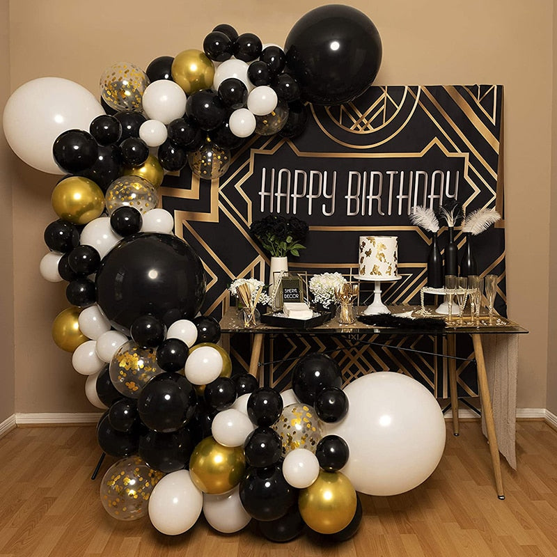 Pcs Black White Gold Balloon Garland Kit Arch New Years Graduation Prom Anniversary Birthday Party Decorations Inflatable